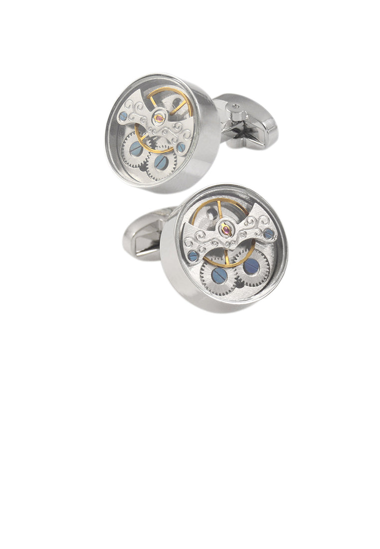 Fashion Punk Mechanical Movement Geometric Round Cufflinks