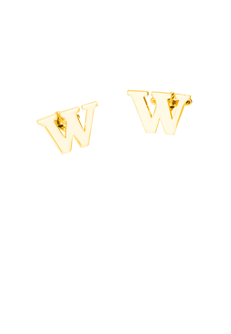 Simple Personality Plated Gold English Alphabet W Cufflinks