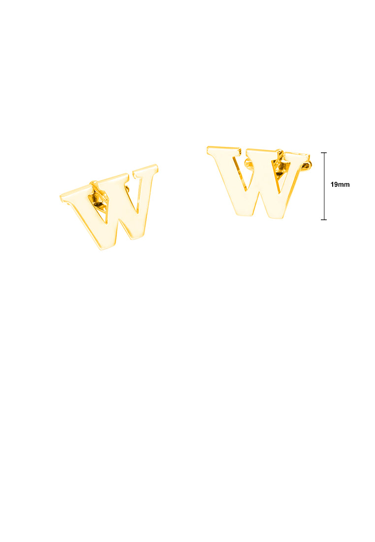 Simple Personality Plated Gold English Alphabet W Cufflinks