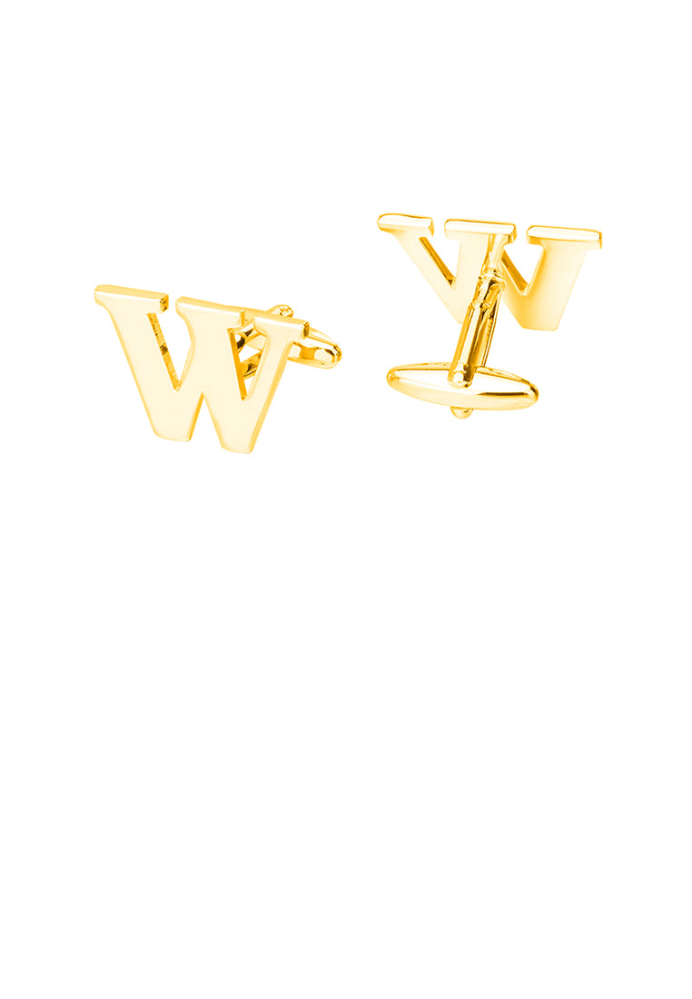 Simple Personality Plated Gold English Alphabet W Cufflinks