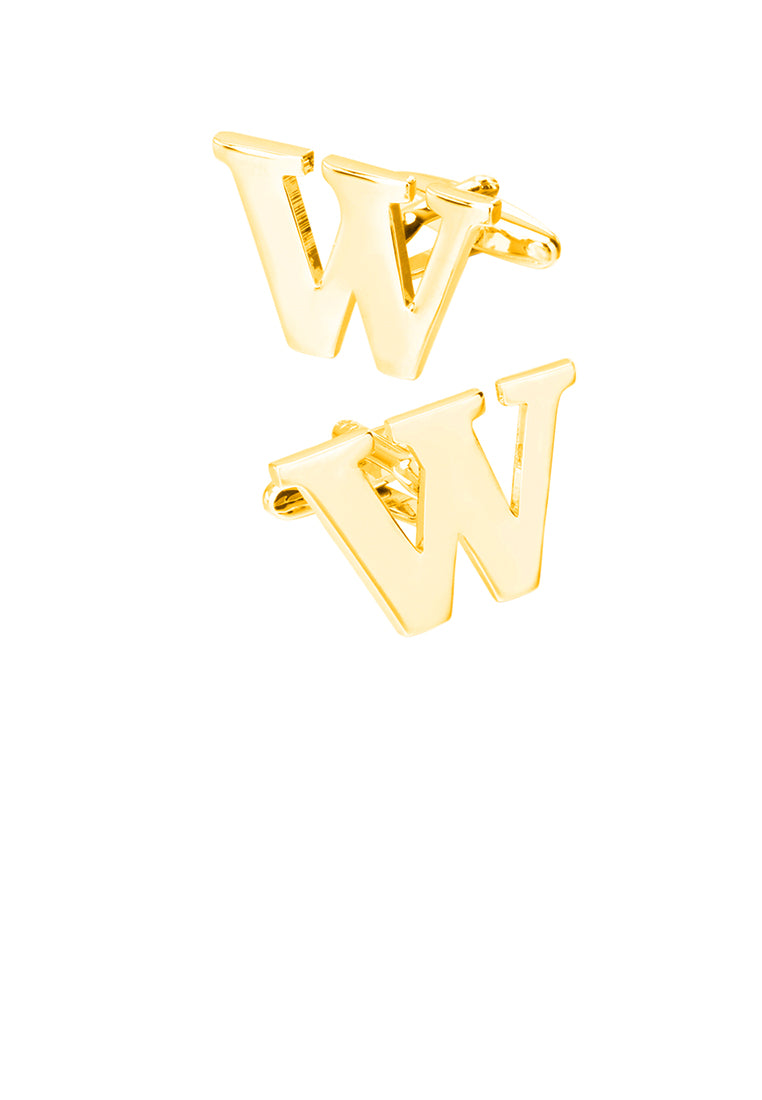Simple Personality Plated Gold English Alphabet W Cufflinks