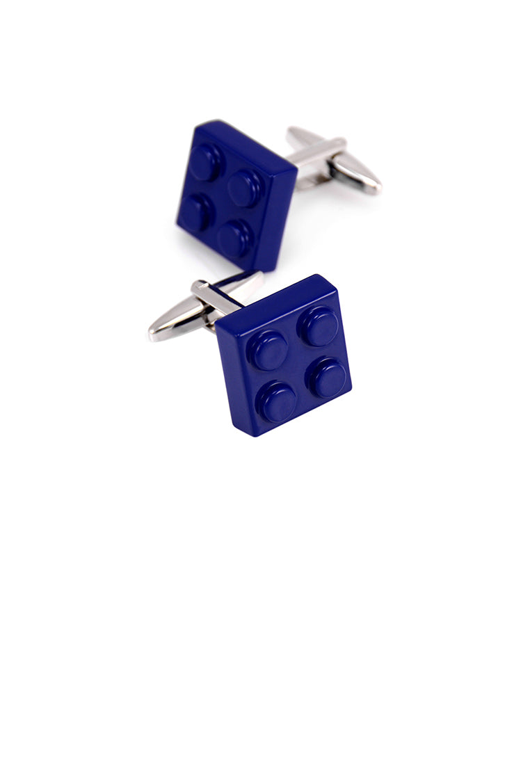 Simple Personality Blue Square Building Block Cufflinks