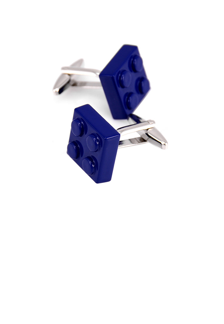 Simple Personality Blue Square Building Block Cufflinks