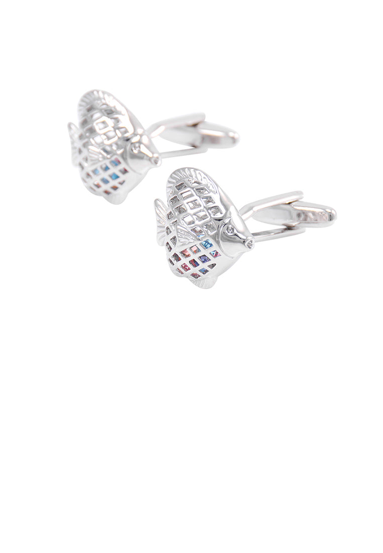 Fashion Simple Fish Shape Color Cubic Zirconia Cufflinks - Luxurious Look