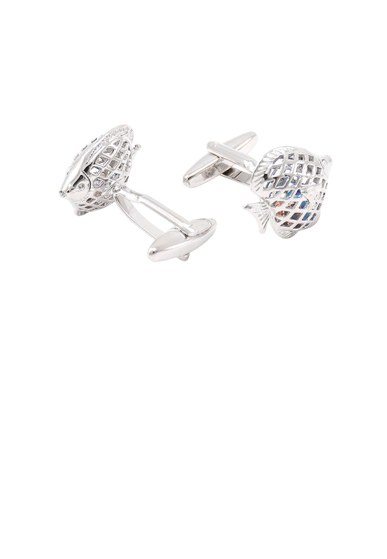 Fashion Simple Fish Shape Color Cubic Zirconia Cufflinks - Luxurious Look