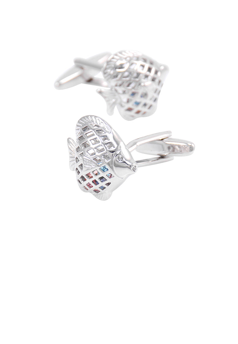 Fashion Simple Fish Shape Color Cubic Zirconia Cufflinks - Luxurious Look