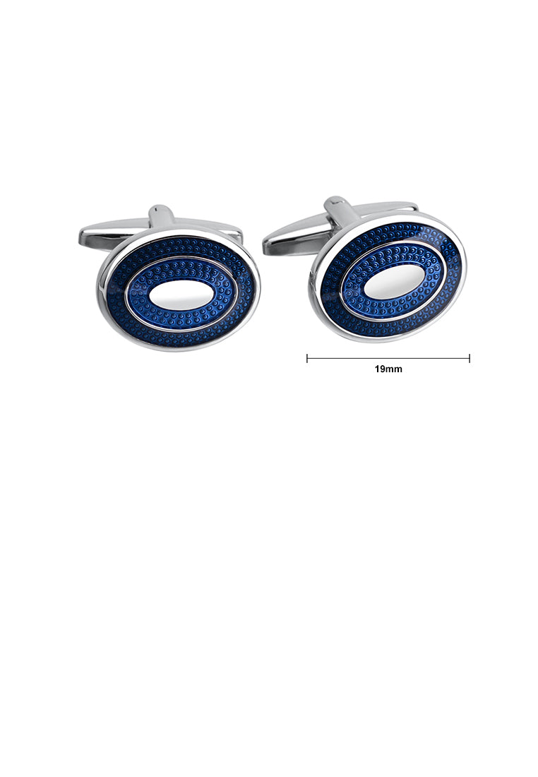 Fashion and Elegant Blue Geometric Oval Cufflinks