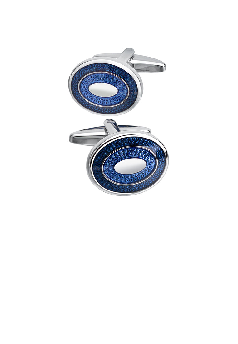 Fashion and Elegant Blue Geometric Oval Cufflinks