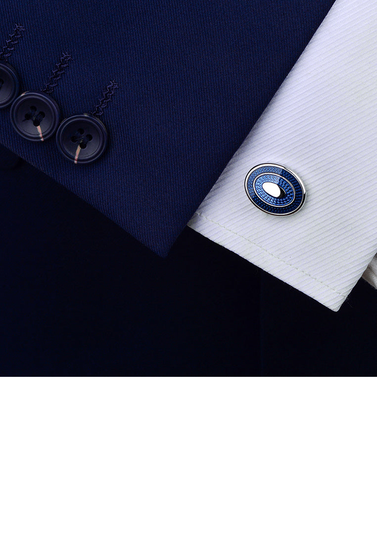 Fashion and Elegant Blue Geometric Oval Cufflinks