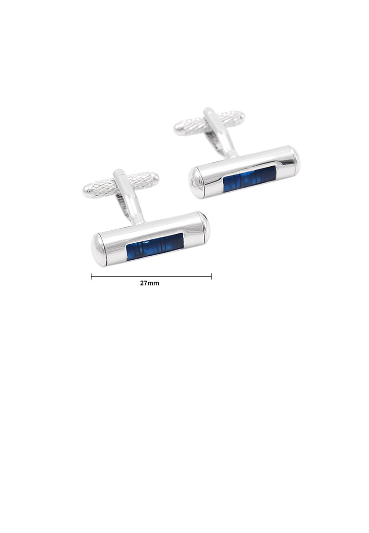 Simple Temperament Geometric Cylindrical Blue Cufflinks