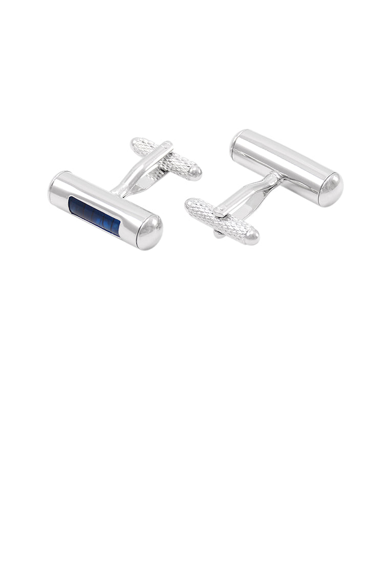 Simple Temperament Geometric Cylindrical Blue Cufflinks