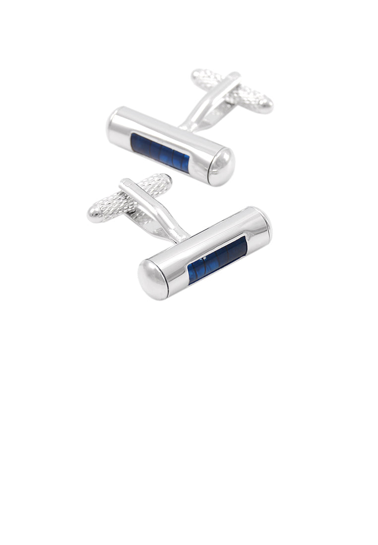 Simple Temperament Geometric Cylindrical Blue Cufflinks