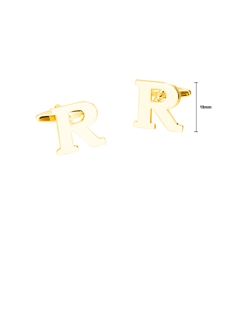 Simple Personality Plated Gold English Alphabet R Cufflinks