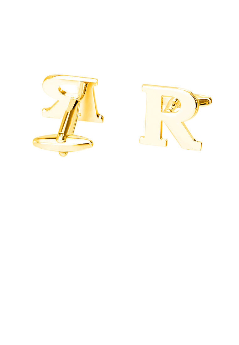 Simple Personality Plated Gold English Alphabet R Cufflinks