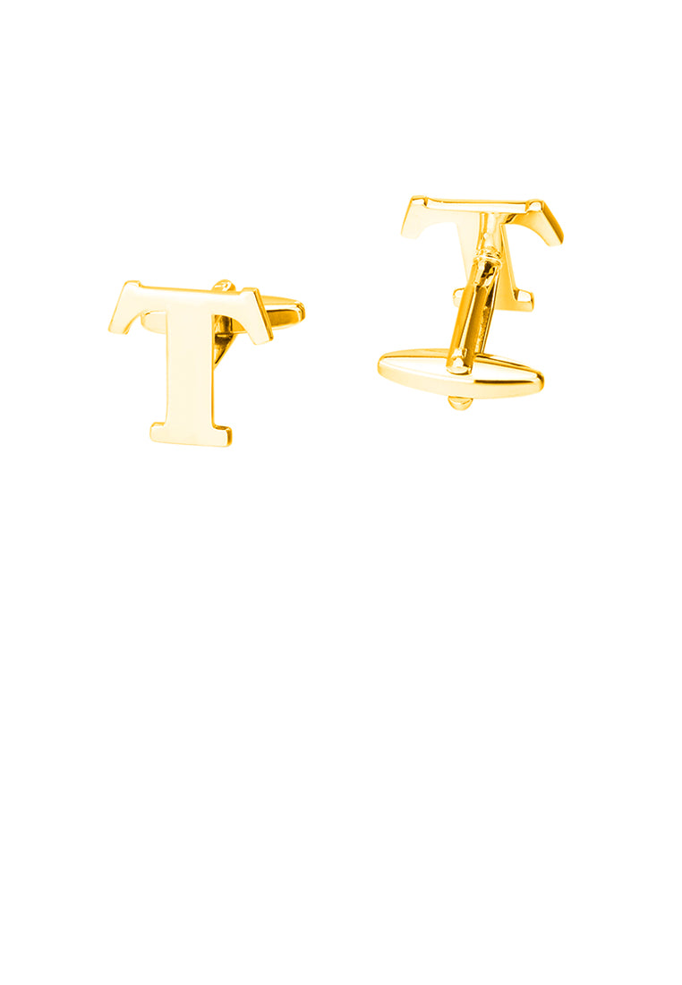 Simple Personality Plated Gold English Alphabet T Cufflinks