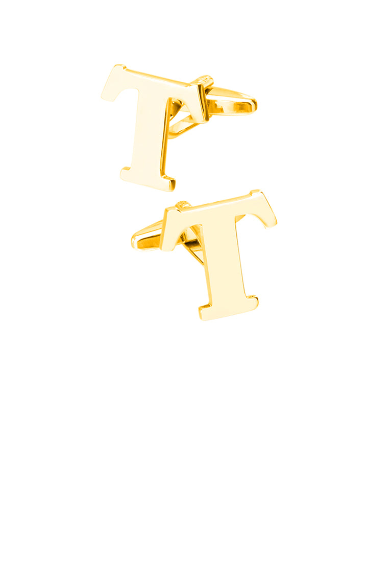 Simple Personality Plated Gold English Alphabet T Cufflinks