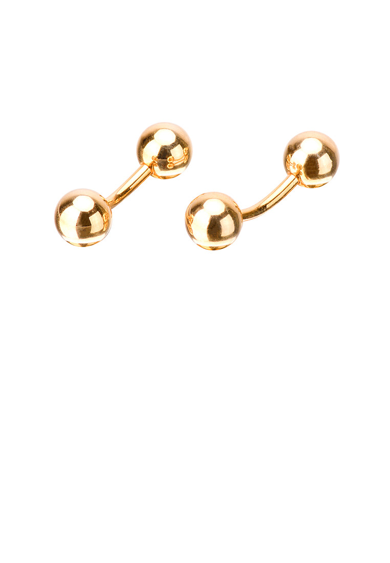 Simple Temperament Plated Gold Geometric Double Bead Cufflinks