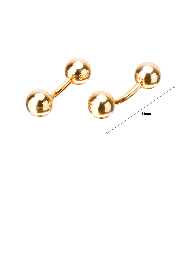 Simple Temperament Plated Gold Geometric Double Bead Cufflinks