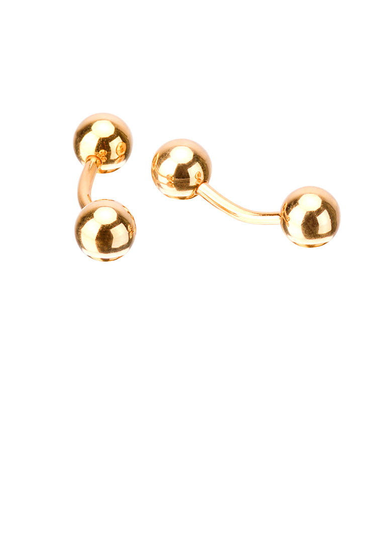 Simple Temperament Plated Gold Geometric Double Bead Cufflinks