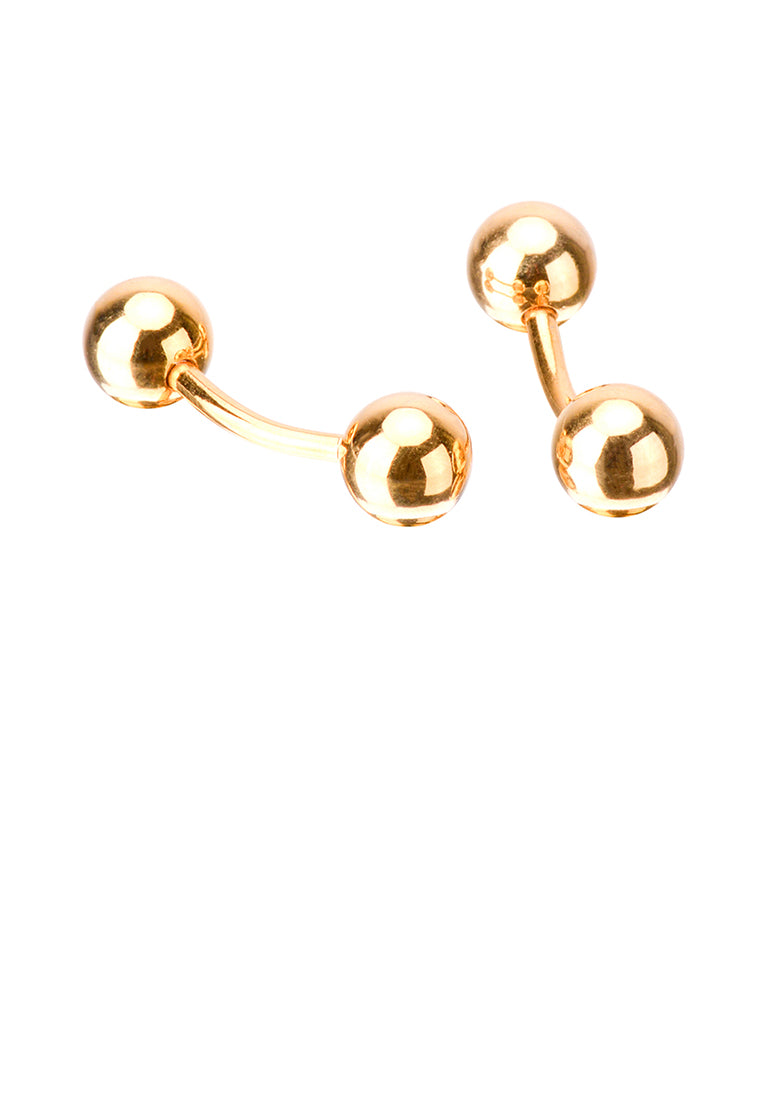 Simple Temperament Plated Gold Geometric Double Bead Cufflinks