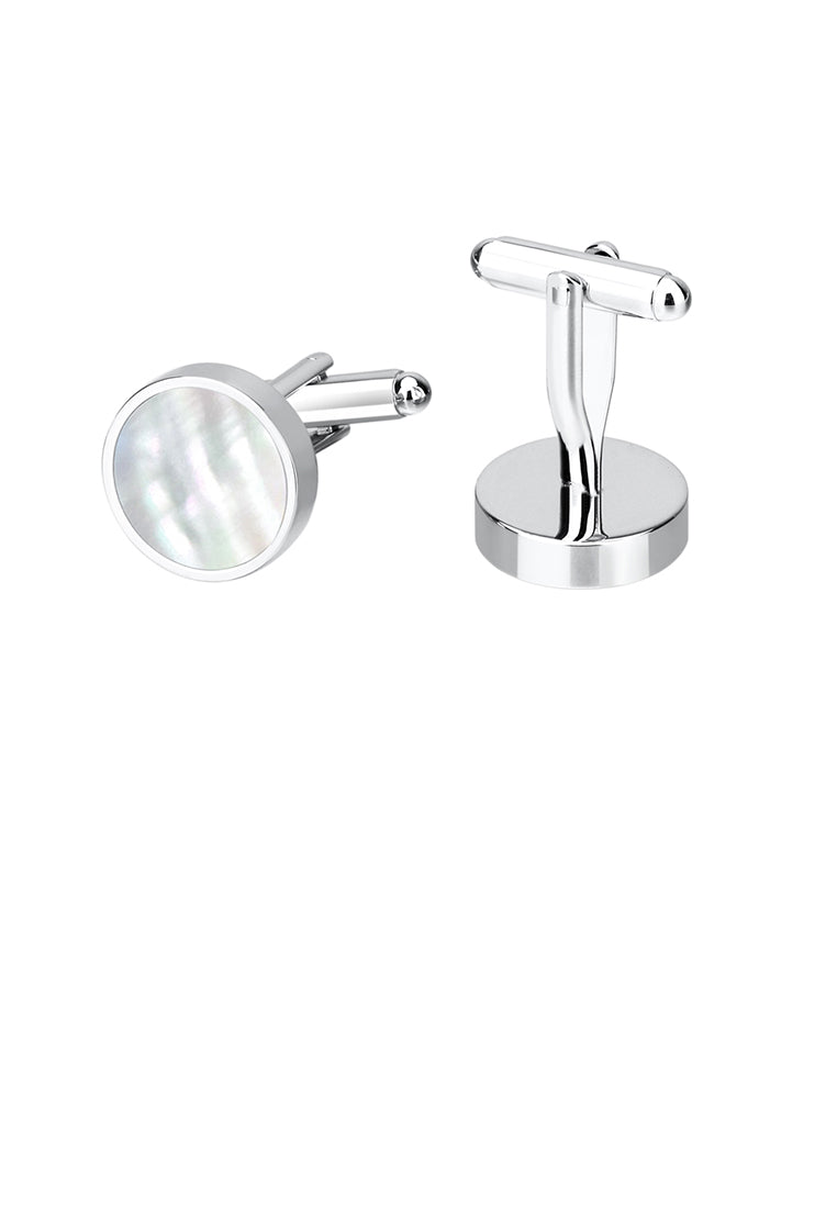 Simple Elegant Geometric Round Shell Cufflinks