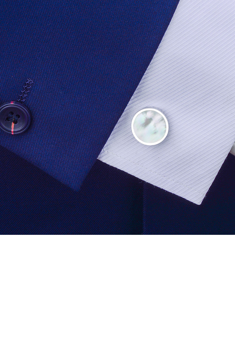 Simple Elegant Geometric Round Shell Cufflinks