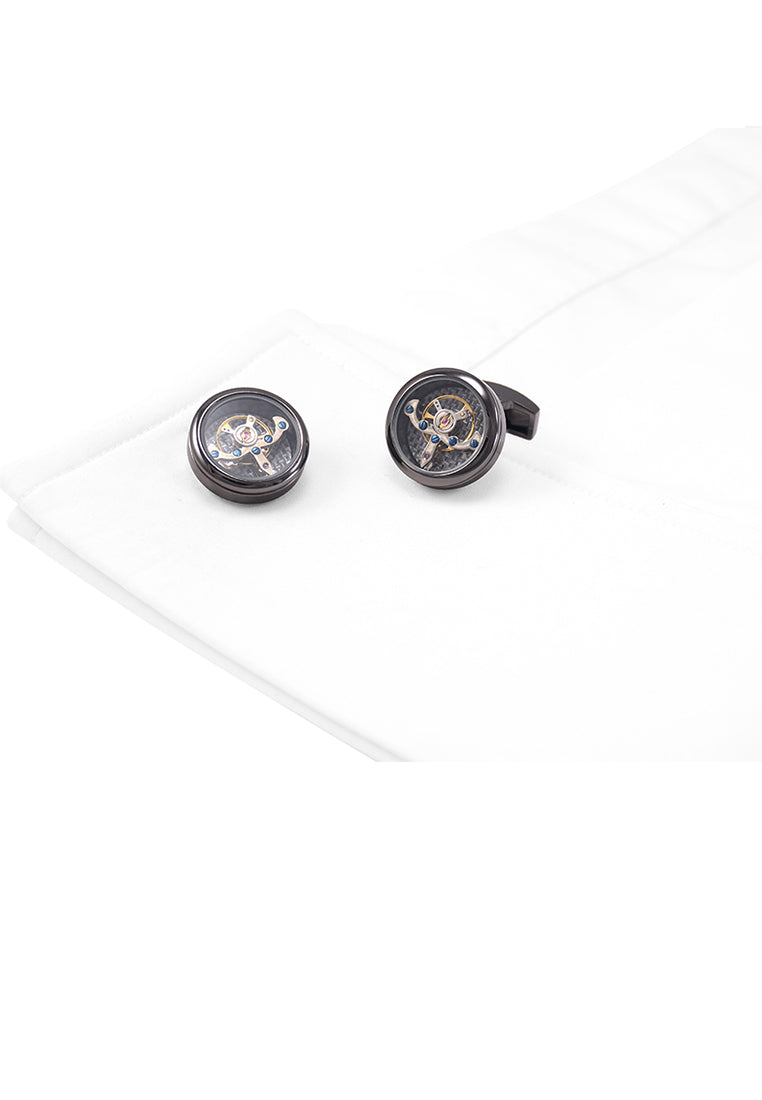 Fashion High-end Plated Black Balance Movement Men's Cufflinks