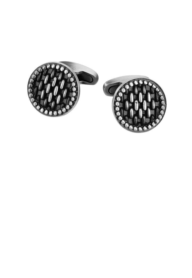 Vintage Elegant Geometric Textured Round Cufflinks