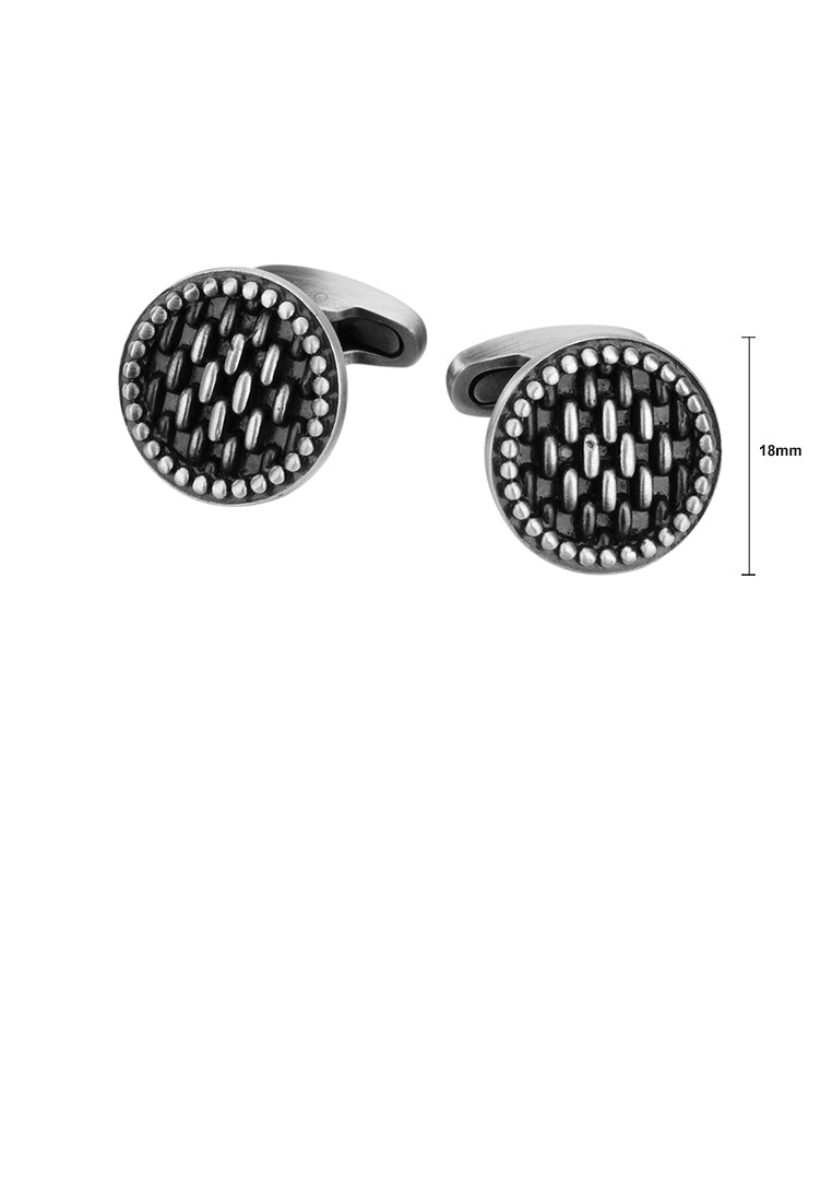 Vintage Elegant Geometric Textured Round Cufflinks