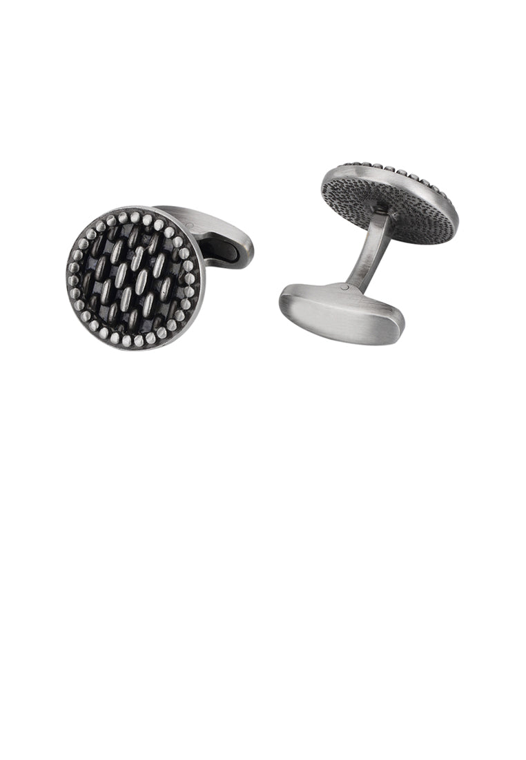 Vintage Elegant Geometric Textured Round Cufflinks