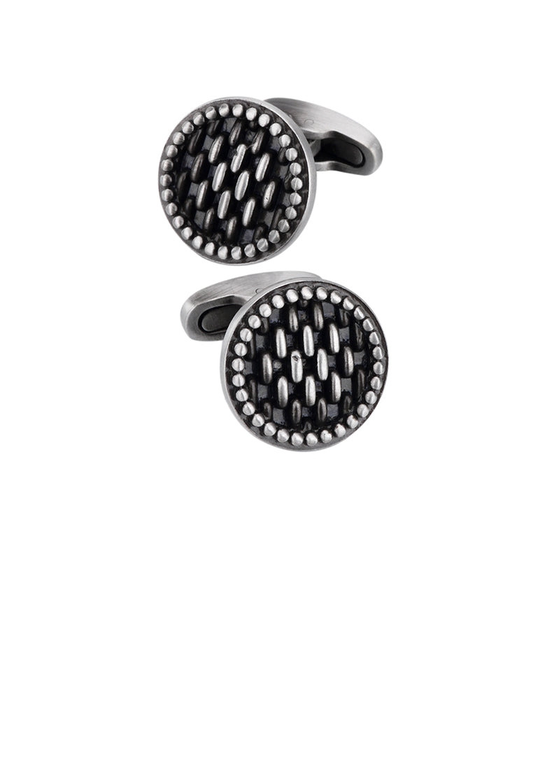 Vintage Elegant Geometric Textured Round Cufflinks