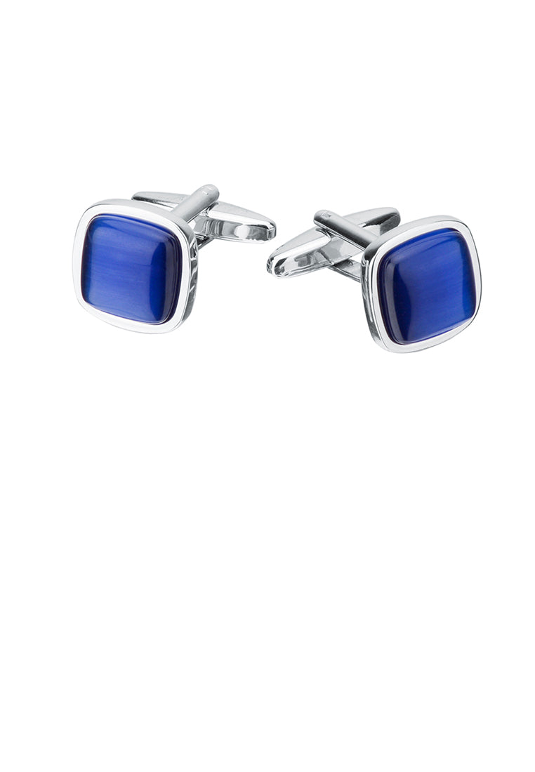 Fashion Elegant Blue Opal Geometric Square Cufflinks