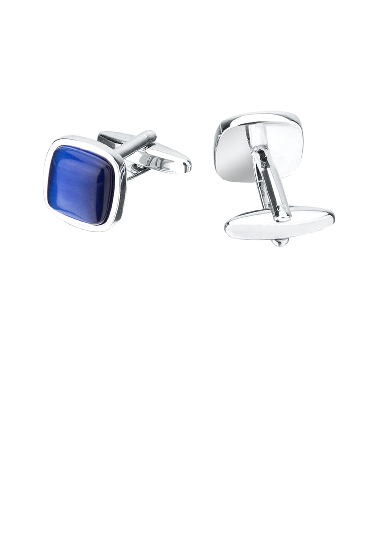 Fashion Elegant Blue Opal Geometric Square Cufflinks