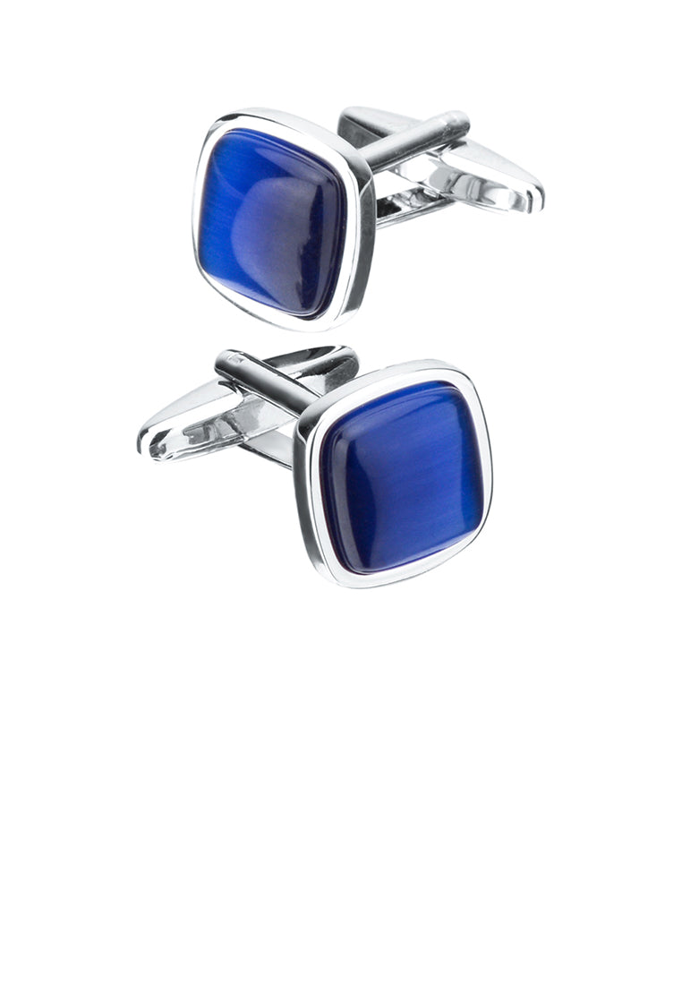 Fashion Elegant Blue Opal Geometric Square Cufflinks