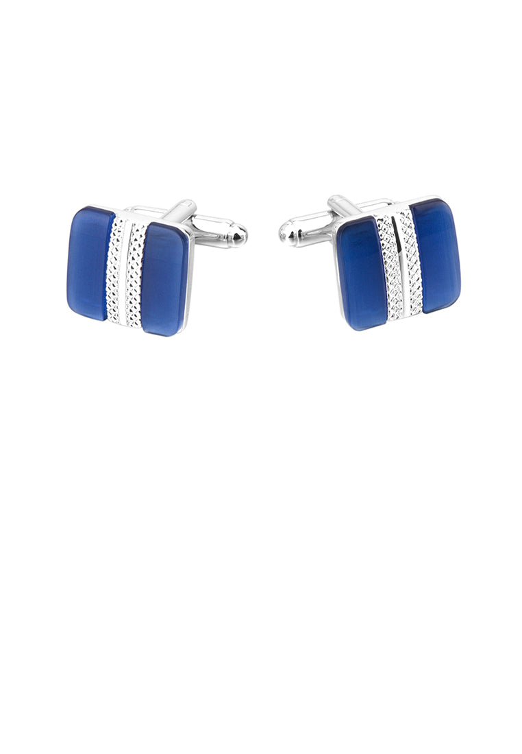 Fashion High-end Geometric Square Blue Opal Cufflinks