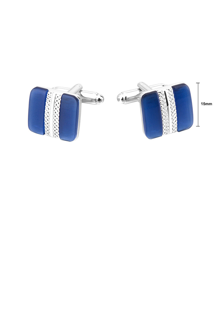 Fashion High-end Geometric Square Blue Opal Cufflinks