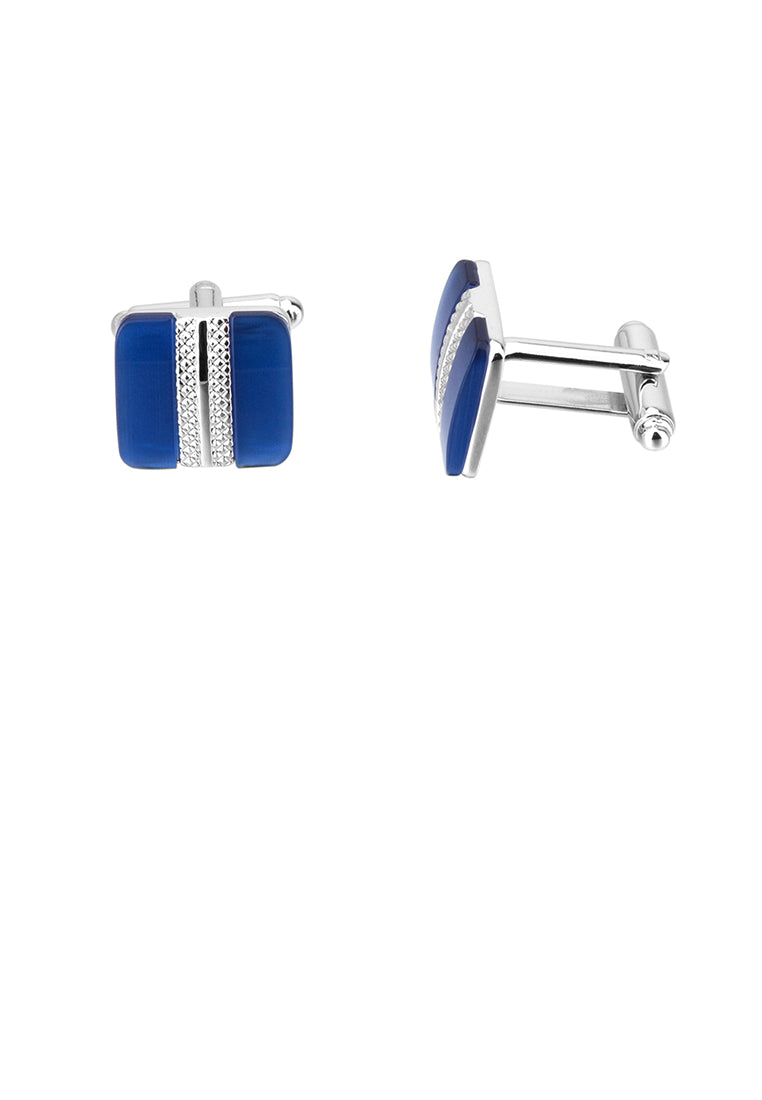 Fashion High-end Geometric Square Blue Opal Cufflinks