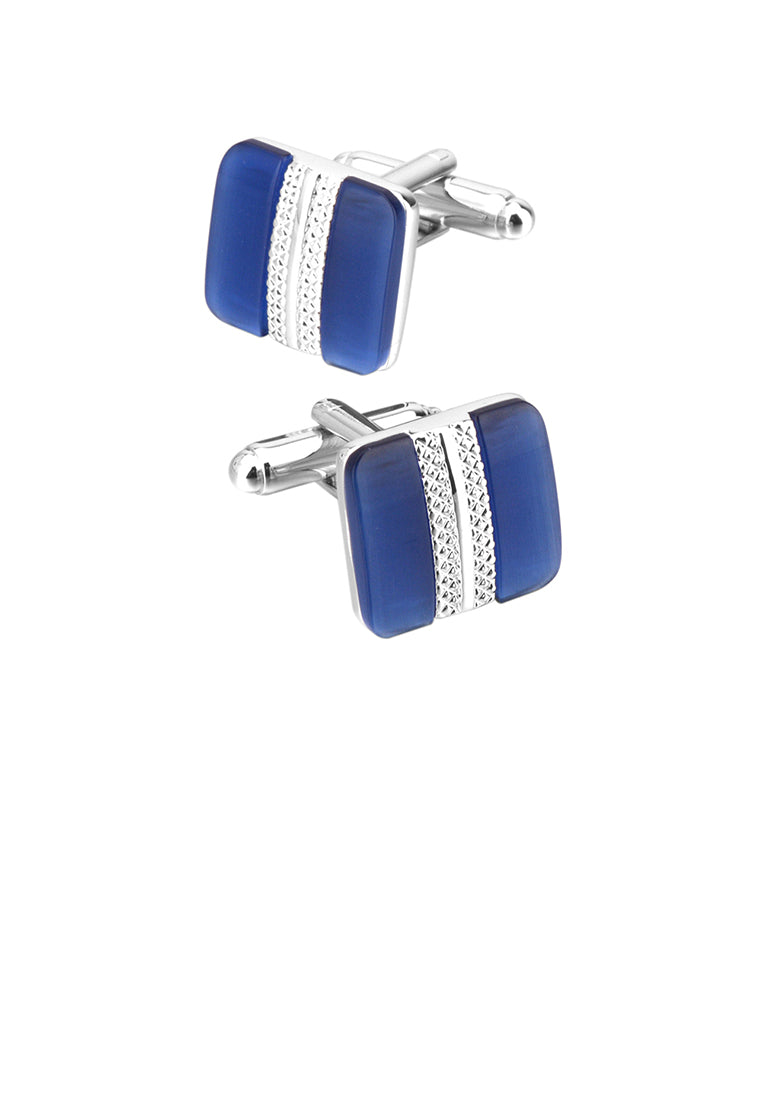Fashion High-end Geometric Square Blue Opal Cufflinks