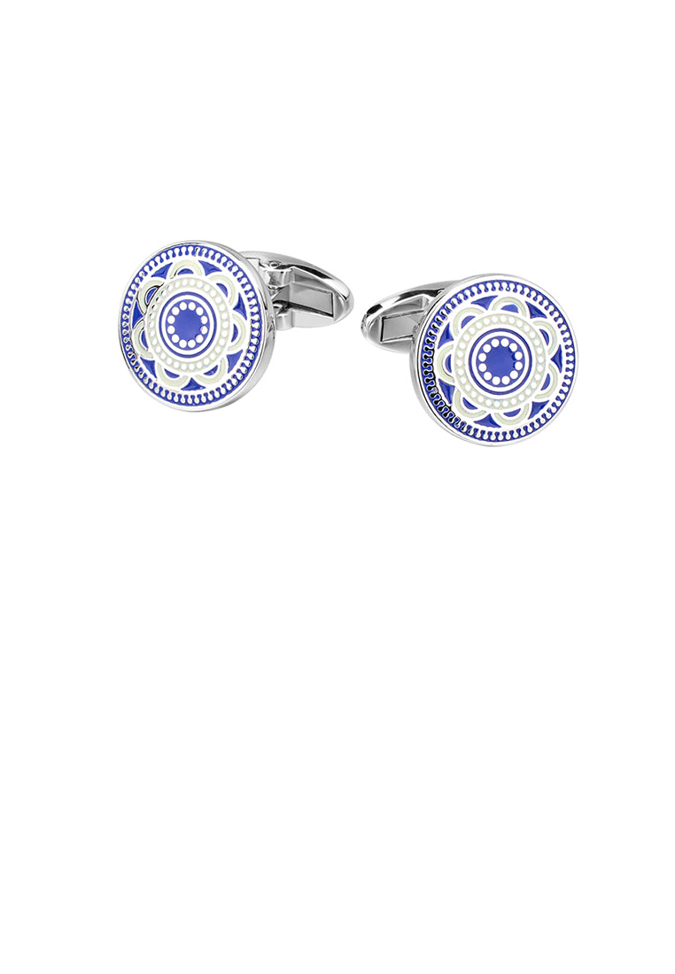 Fashion Elegant Blue Enamel Pattern Cufflinks