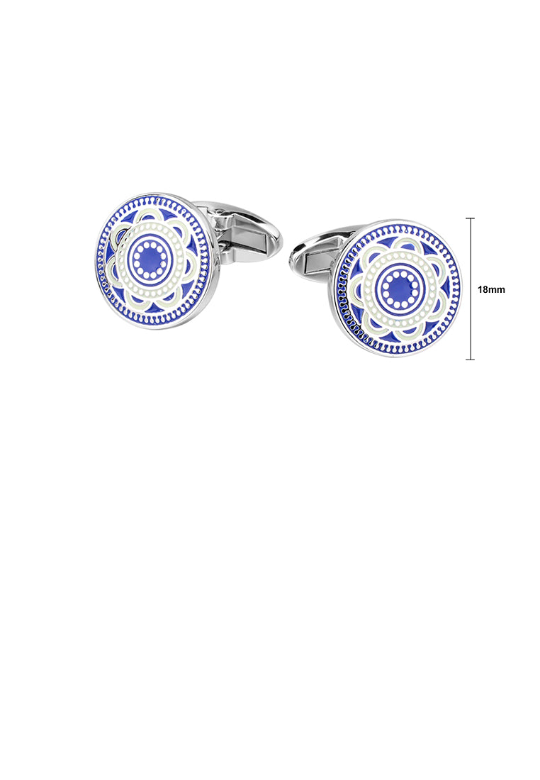 Fashion Elegant Blue Enamel Pattern Cufflinks