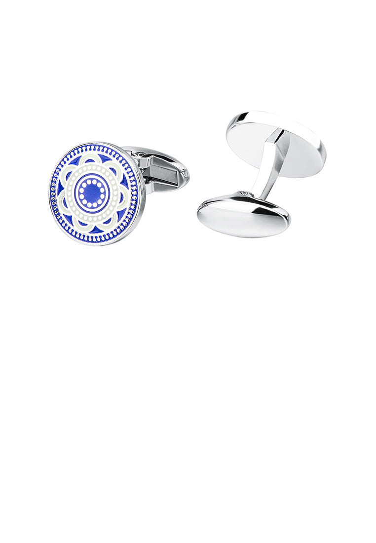 Fashion Elegant Blue Enamel Pattern Cufflinks