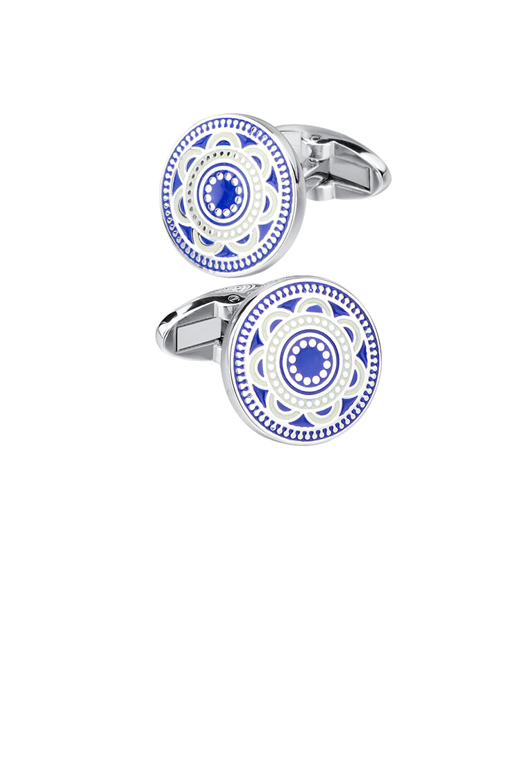 Fashion Elegant Blue Enamel Pattern Cufflinks