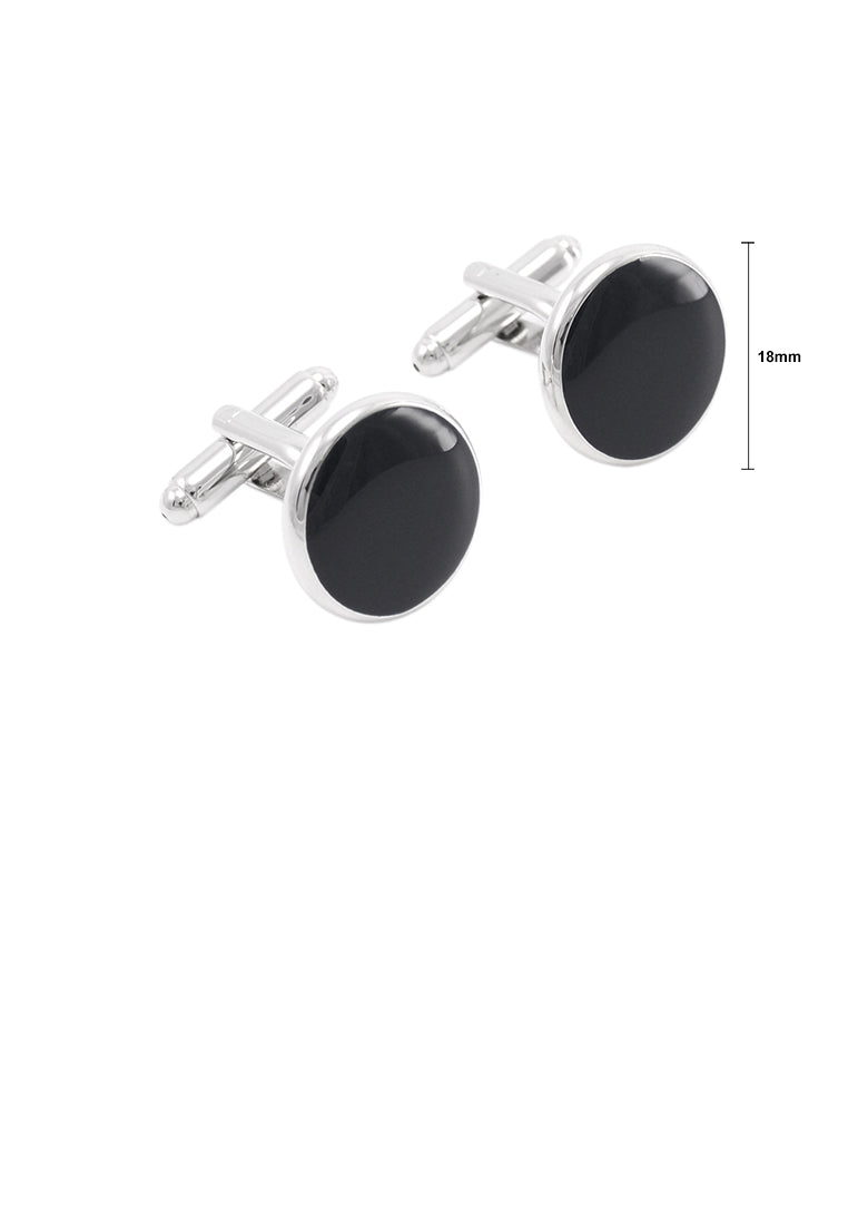 Fashion Simple Black Geometric Round Cufflinks