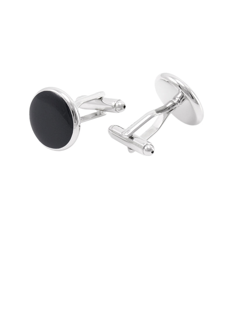 Fashion Simple Black Geometric Round Cufflinks