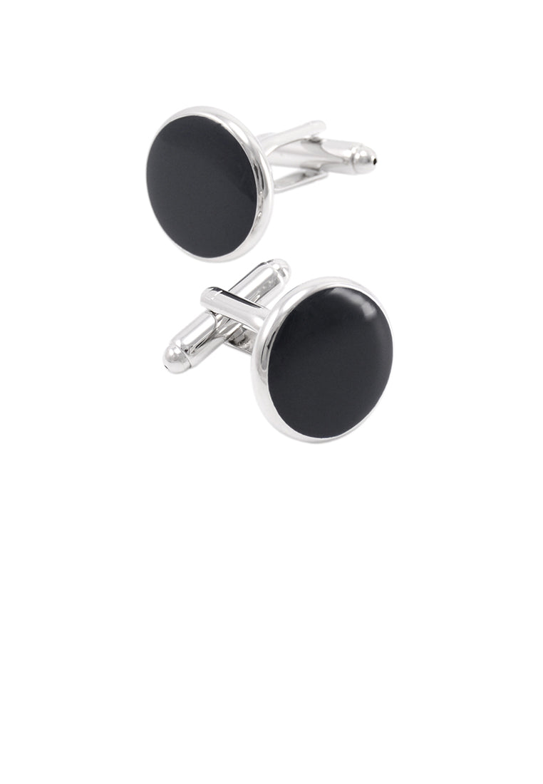Fashion Simple Black Geometric Round Cufflinks