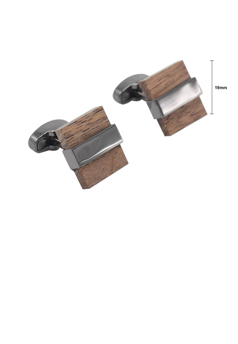Fashion Simple Wooden Geometric Square Cufflinks