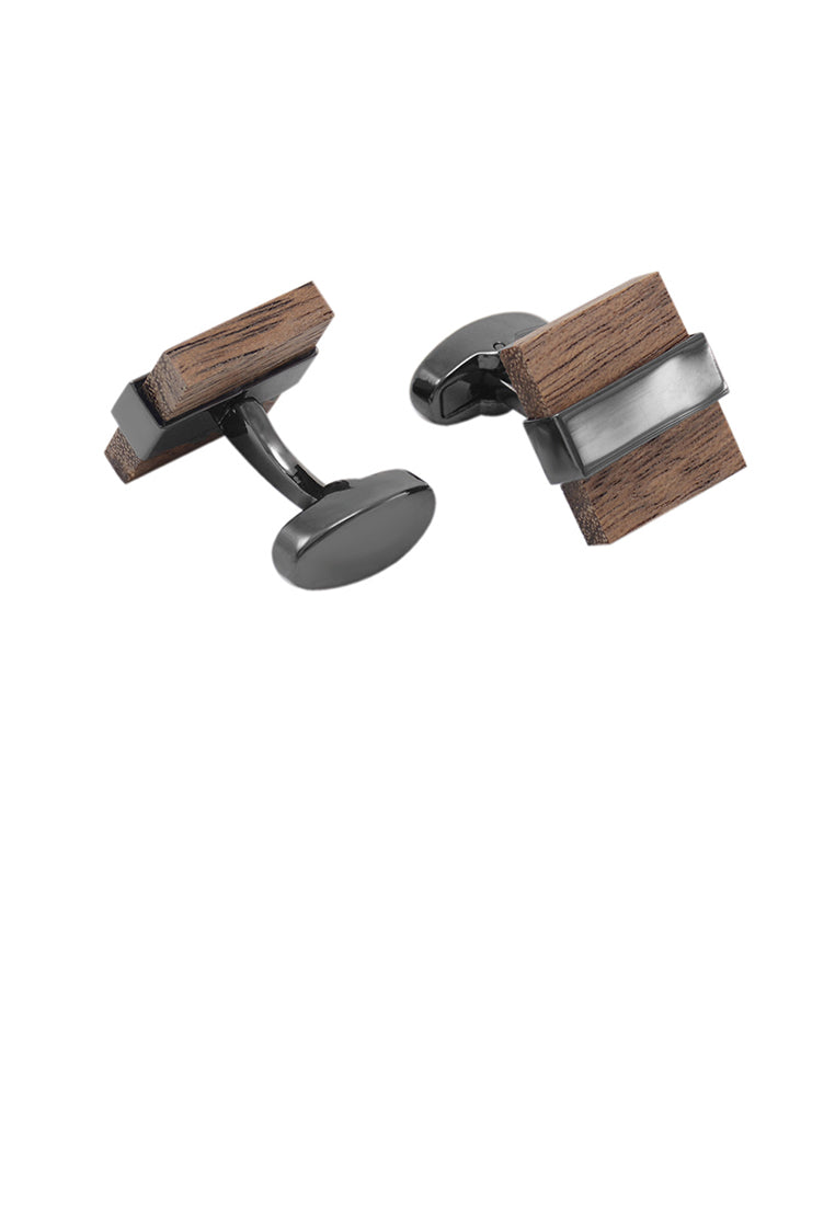 Fashion Simple Wooden Geometric Square Cufflinks