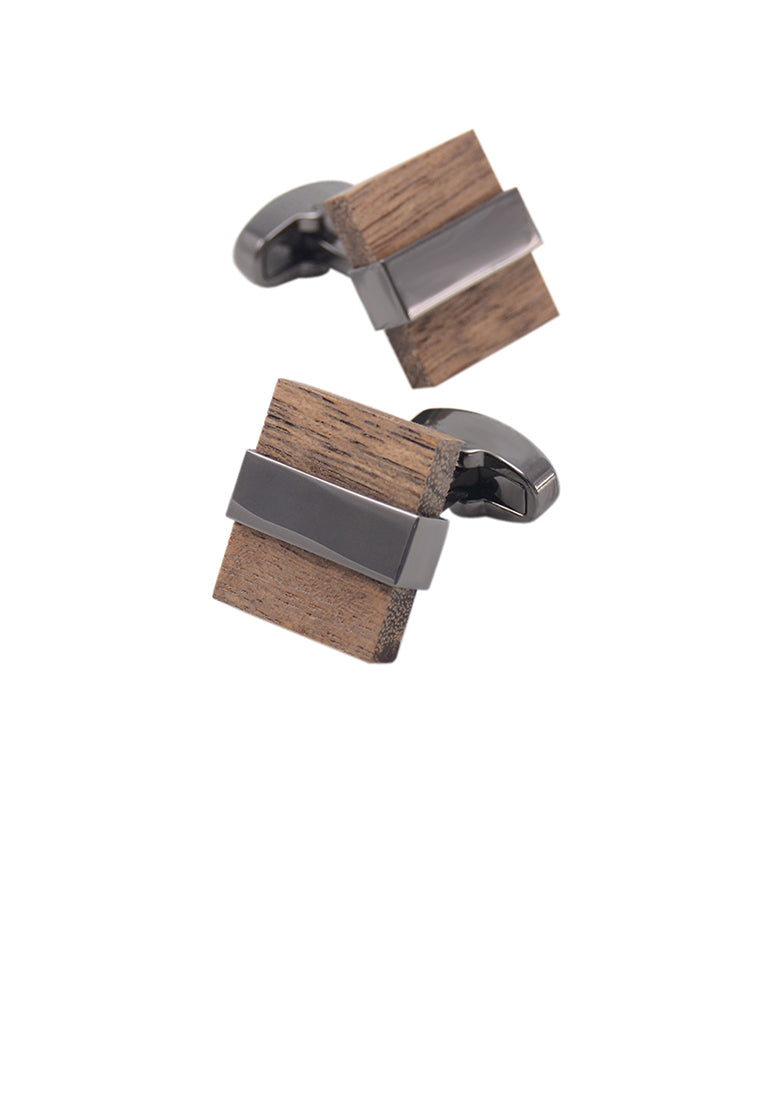 Fashion Simple Wooden Geometric Square Cufflinks