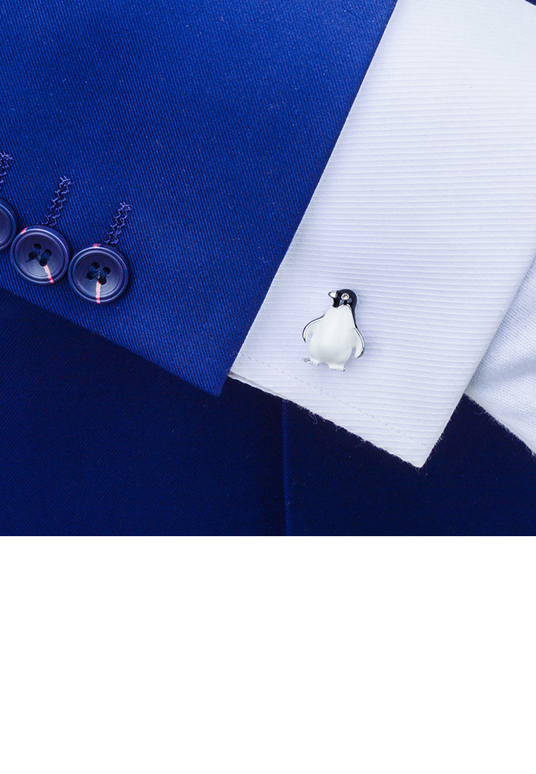 Fashionable and Exquisite Penguin Cufflinks with Cubic Zirconia - Luxurious Look
