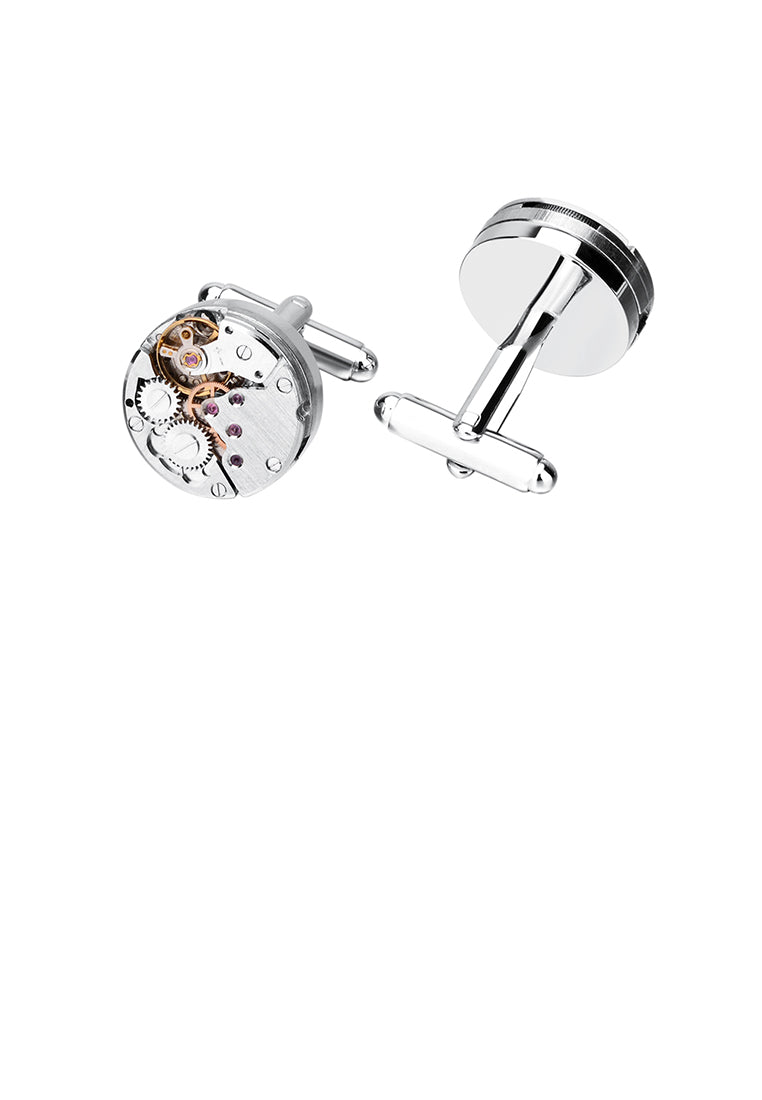 Fashion High-end Watch Movement Geometric Round Cufflinks